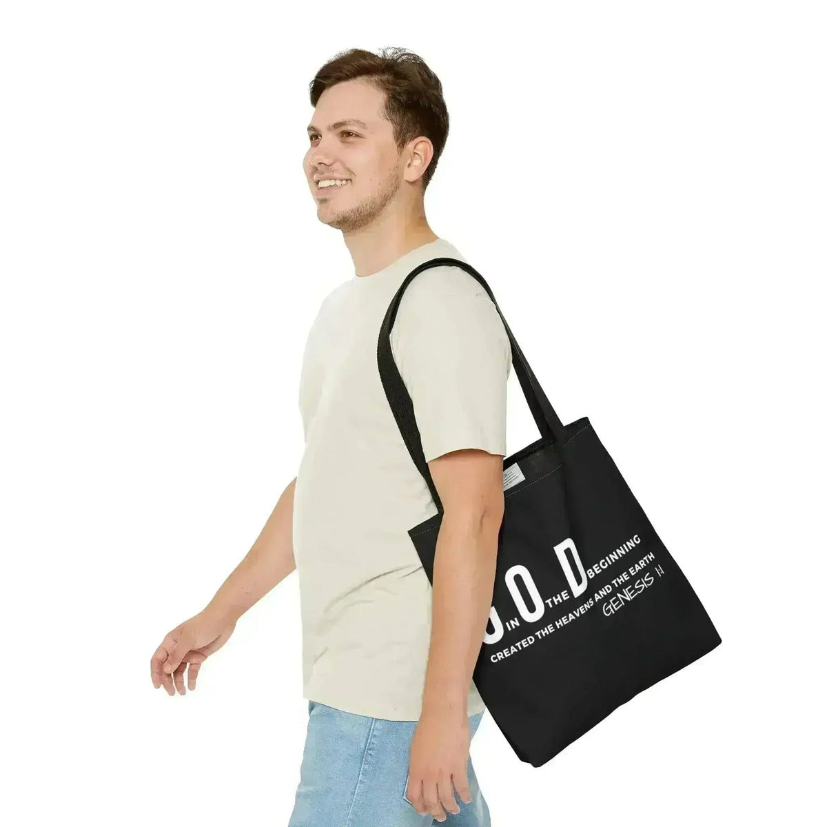 Large Tote Bag God in the Beginning Print