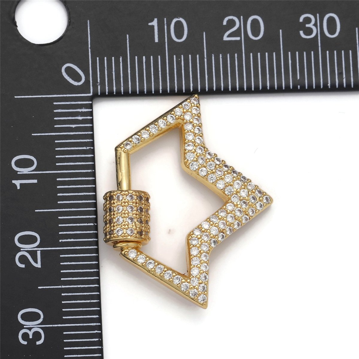 Carabiner Screw Clasp, Screw Clasp Crown , Interlocking Crown Clasp, Pave Crown Shaped Clasps, Gold Color, K-490