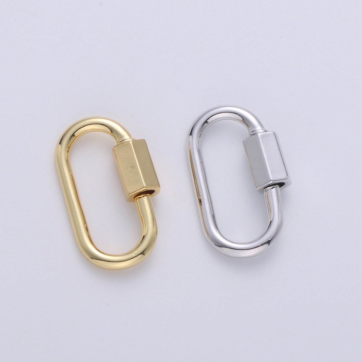 Carabiner Screw Clasp, Screw Clasp Oval , Interlocking Oval Clasp, Oval Shaped Clasps, Gold, Silver For Bracelet Necklace K-263