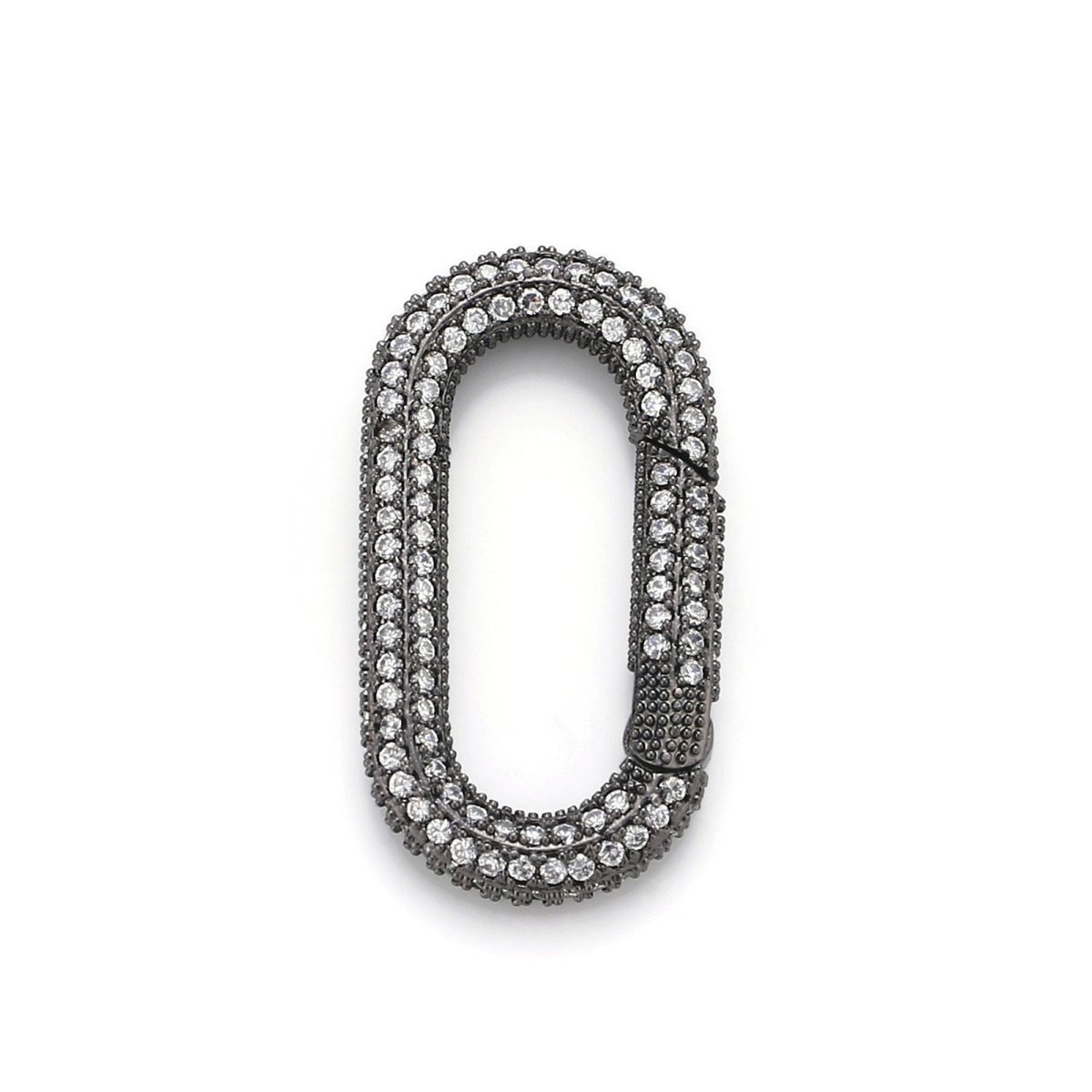 Carabiner Screw Clasp, Screw Clasp Oval Lock, Interlocking Oval Clasp, Pave Oval Shaped Lock Clasps, Multiple color options, K-376 K-378