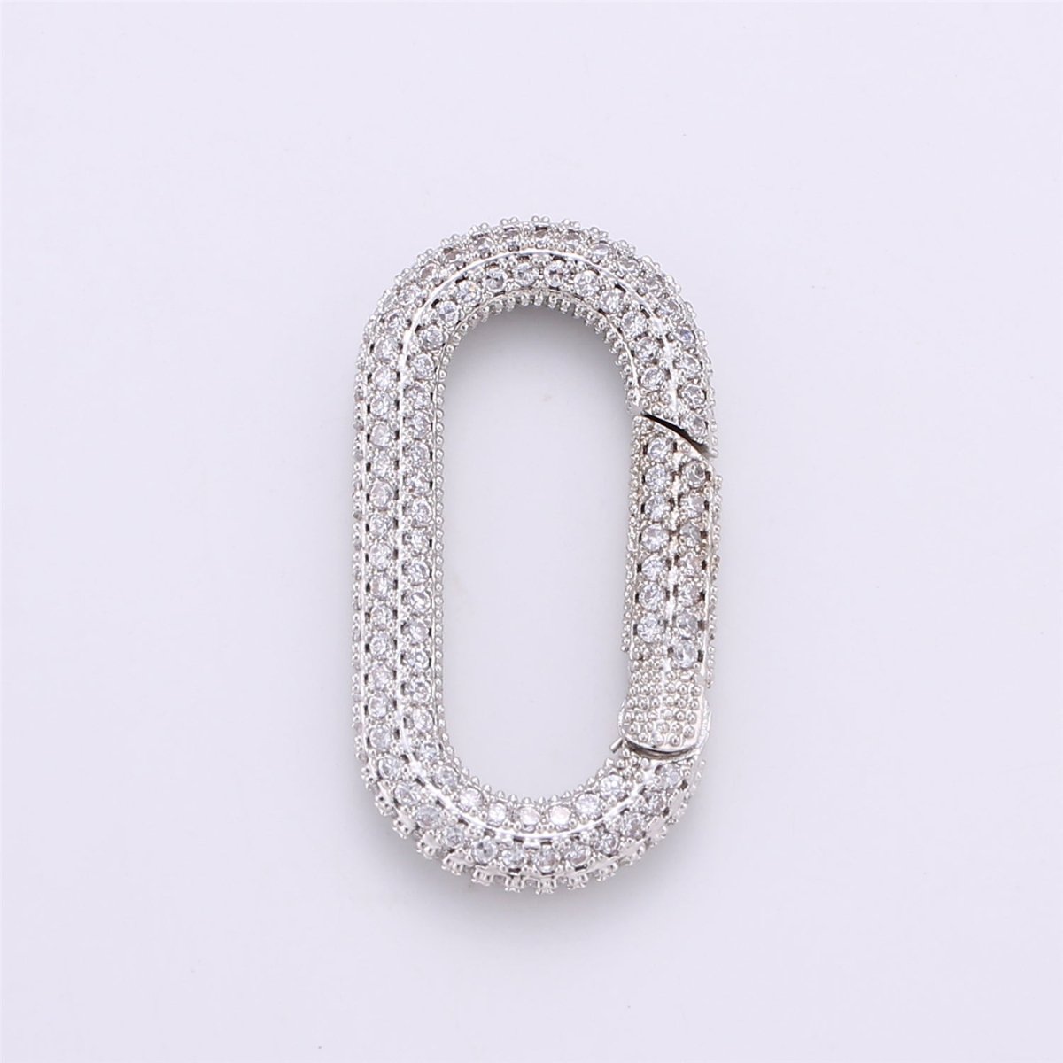 Carabiner Screw Clasp, Screw Clasp Oval Lock, Interlocking Oval Clasp, Pave Oval Shaped Lock Clasps, Multiple color options, K-376 K-378