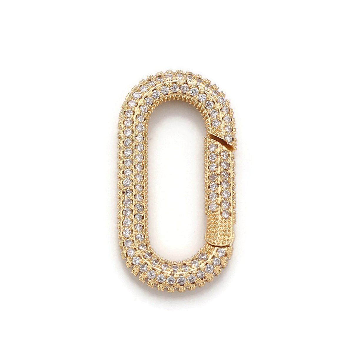 Carabiner Screw Clasp, Screw Clasp Oval Lock, Interlocking Oval Clasp, Pave Oval Shaped Lock Clasps, Multiple color options, K-376 K-378