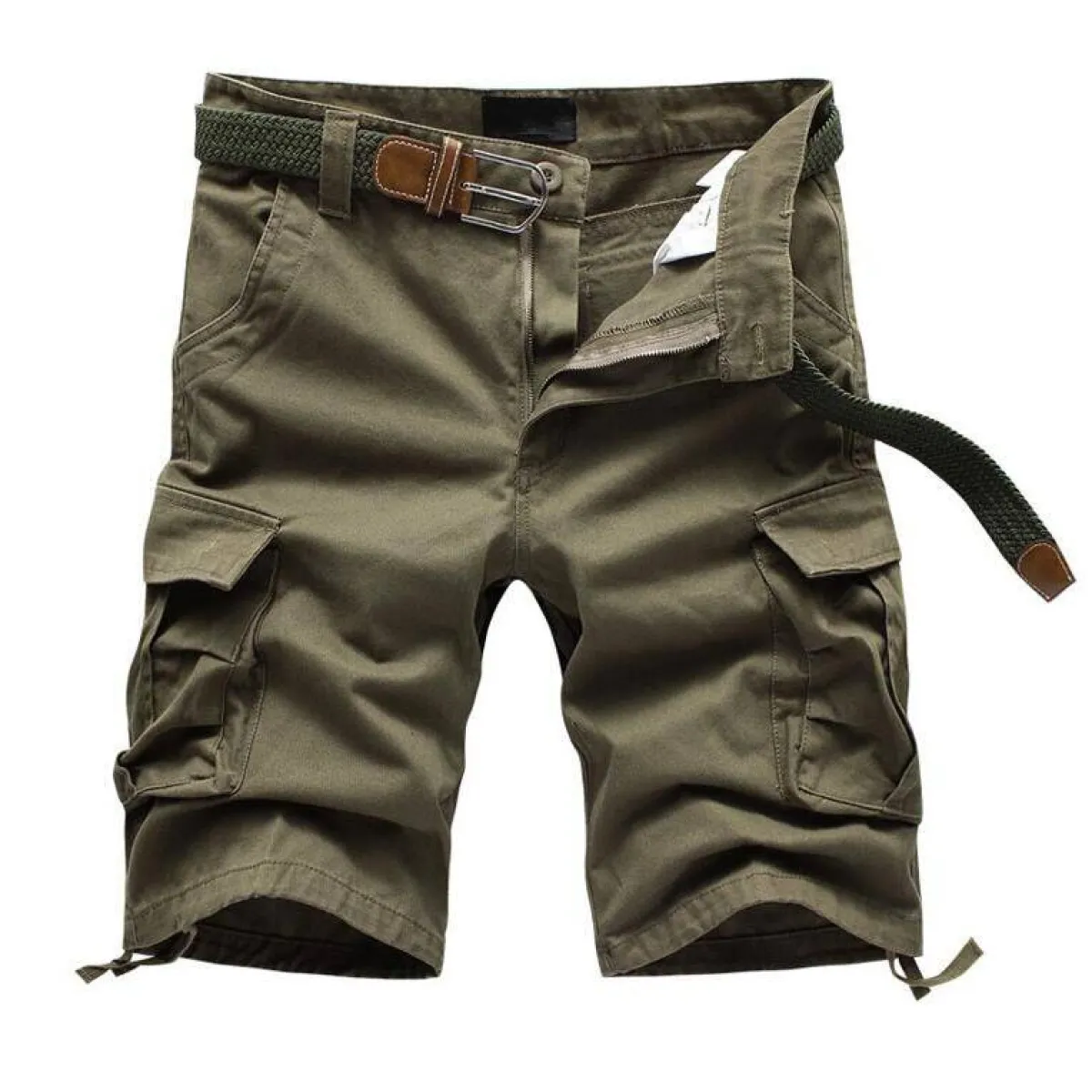 Patterned Button Cotton Cargo Trousers Shorts