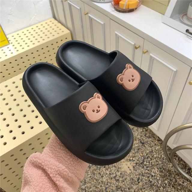Cartoon Couple Fashion Bear Sandals Non-Slip Thick-Soled Indoor And Outdoor Slippers Men&