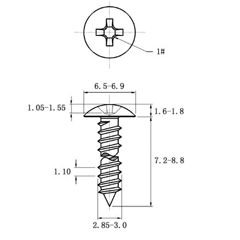 Stainless Steel Cross Big Head Self-tapping Screw Mushroom-shaped Haircut Round Head
