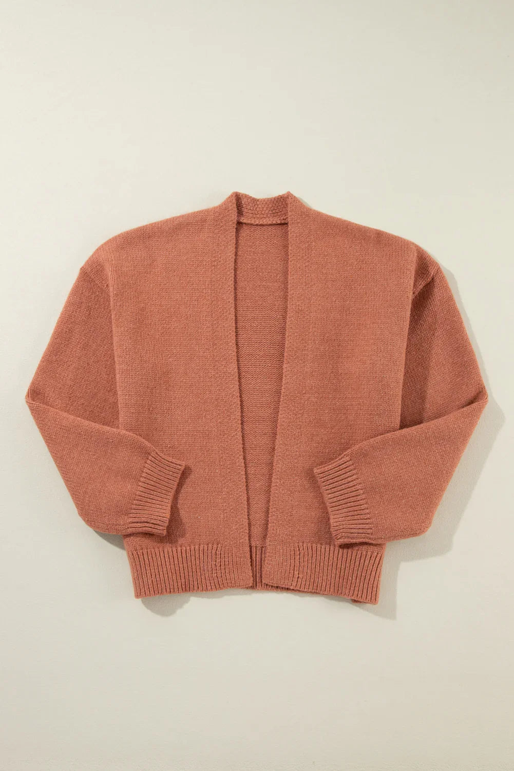 Light French Beige Drop Sleeve Open Front Cropped Cardigan