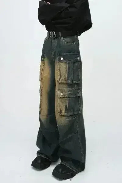 High Waist Jeans with Cargo Pockets