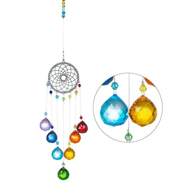 Chandelier Wind Chimes Ab Coating Crystal Prisms Hanging Sun Catcher Rainbow Chaser Crystals Ball Prisms Window Curtains Pendant Home Decor Gifts Garden Patio Yard