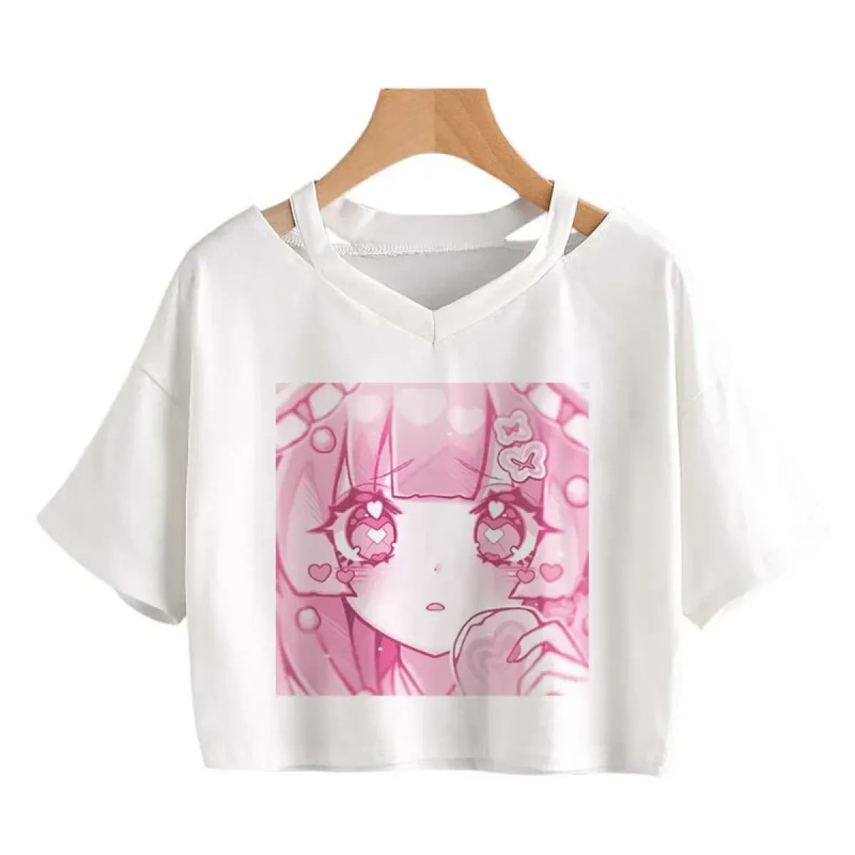 Cherry Blossom Dreams Crop Top – Sweet Manga-Inspired Pink Tee