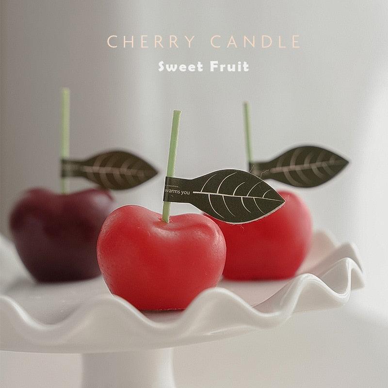 Cherry Candle Creative Decoration Soy Wax Aromatherapy Candle Home Decoration Scented Candle Red Cherry Candle Cherry Shaped Scented Candle Mini Paraffin Wax Candle Small Scented Candle Wax Decorative Candle For Bedroom Bathroom Decoration Parties