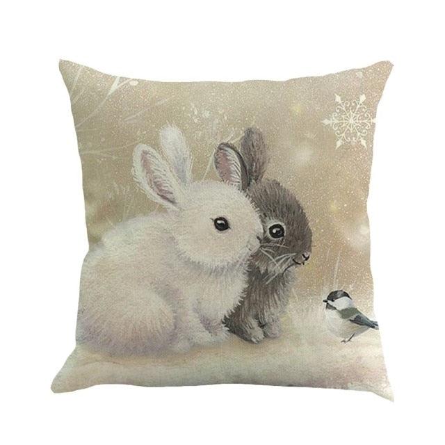 Christmas Printing Sofa Bed Home Decor Pillow Cover Pillow Case Holiday Decorative Christmas Throw Pillows Cotton Linen Winter Snowman Wolf Deer Pillow Covers Cases for Home