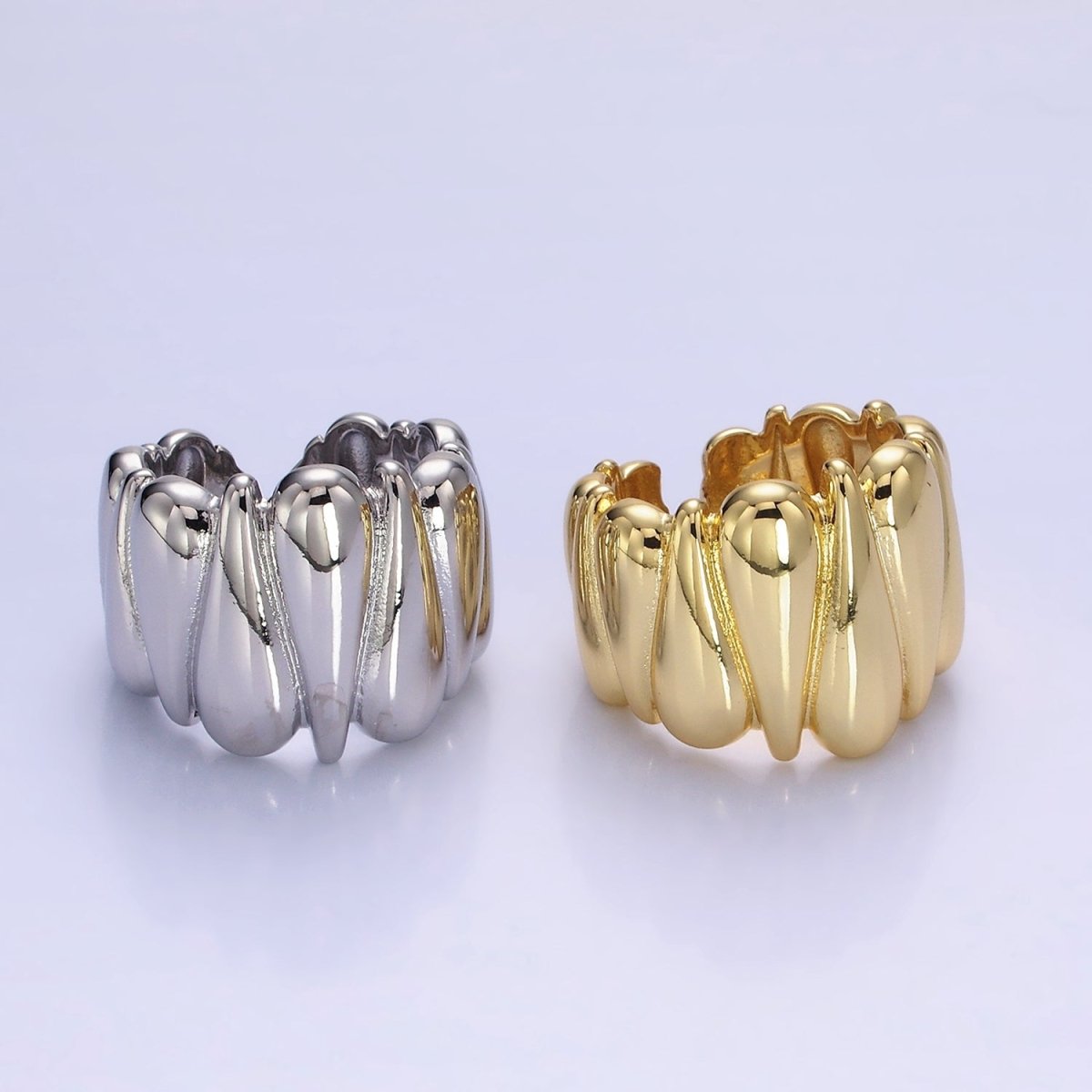 Chunky 14K Gold Filled Upside Down Tear Drop Ring in gold and silver | O1272 1273