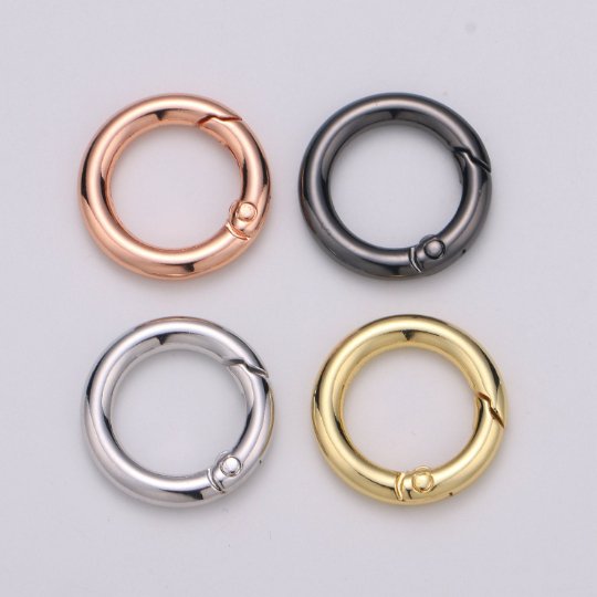Chunky Gold Spring Gate Ring, Circle Push Gate ring 24mm Round Ring, Charm Holder 24K Gold Filled Clasp for Link Chain Connector L-036~L-038 L041