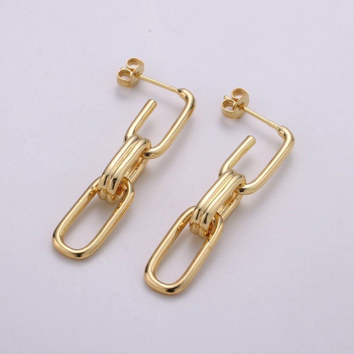 Chunky Link Hoops,Gold Link Hoops,Rectangle Hoops,Gold Hoops,Minimalist Earrings, Silver Hoops,Dangle Link Earrings,Gold Drop Earrings Q-160