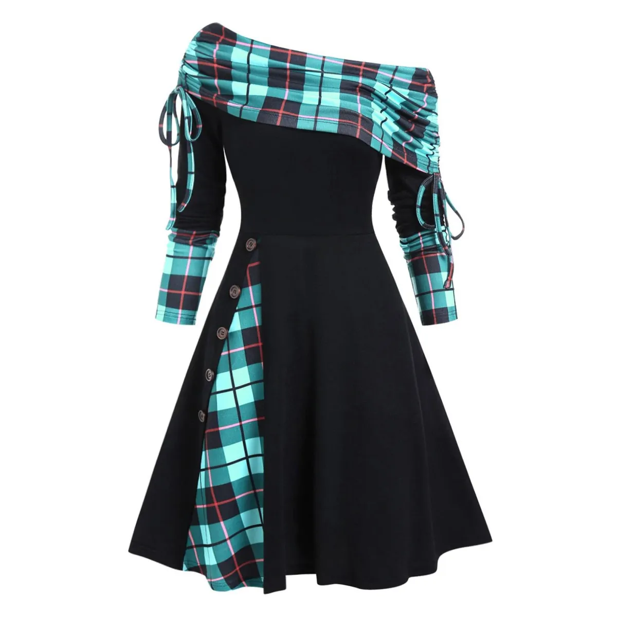 Cinched Striped Flare Dress