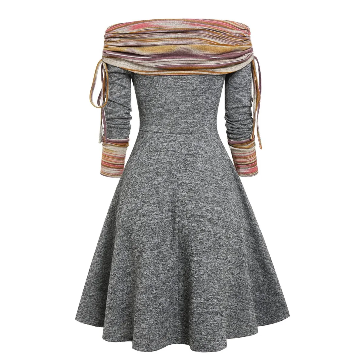 Cinched Striped Flare Dress