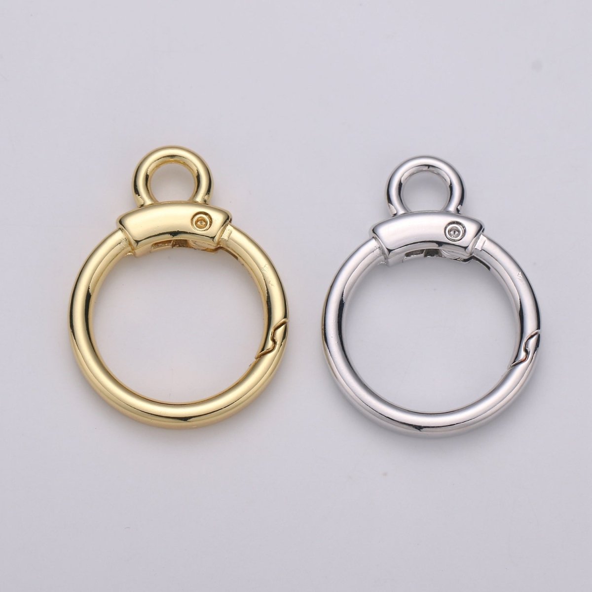 Circle Push Gate Ring with Rings, Snap Clip Spring Ring, Charm Holder Clasp For Connector Wristlet Holder L-020 L-021