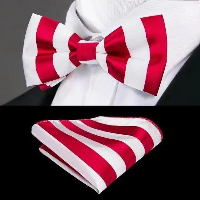 Classic Green Bow Ties Men Silk Butterfly Tie With Pocket Square And Cufflinks Set For Men Elegant Design Wedding Party Bowties Solid Color Gentleman Bow Tie And Pocket Square Cufflink Set
