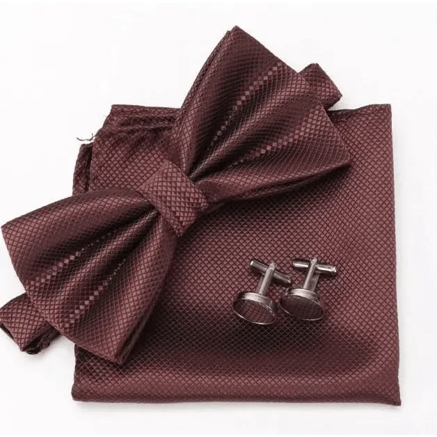 Classic Men Bowtie Cufflinks Set Casual Men&