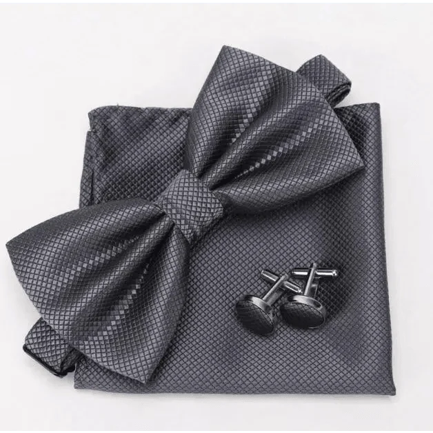 Classic Men Bowtie Cufflinks Set Casual Men&