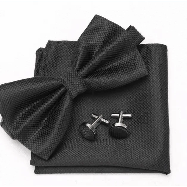 Classic Men Bowtie Cufflinks Set Casual Men&