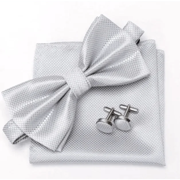 Classic Men Bowtie Cufflinks Set Casual Men&