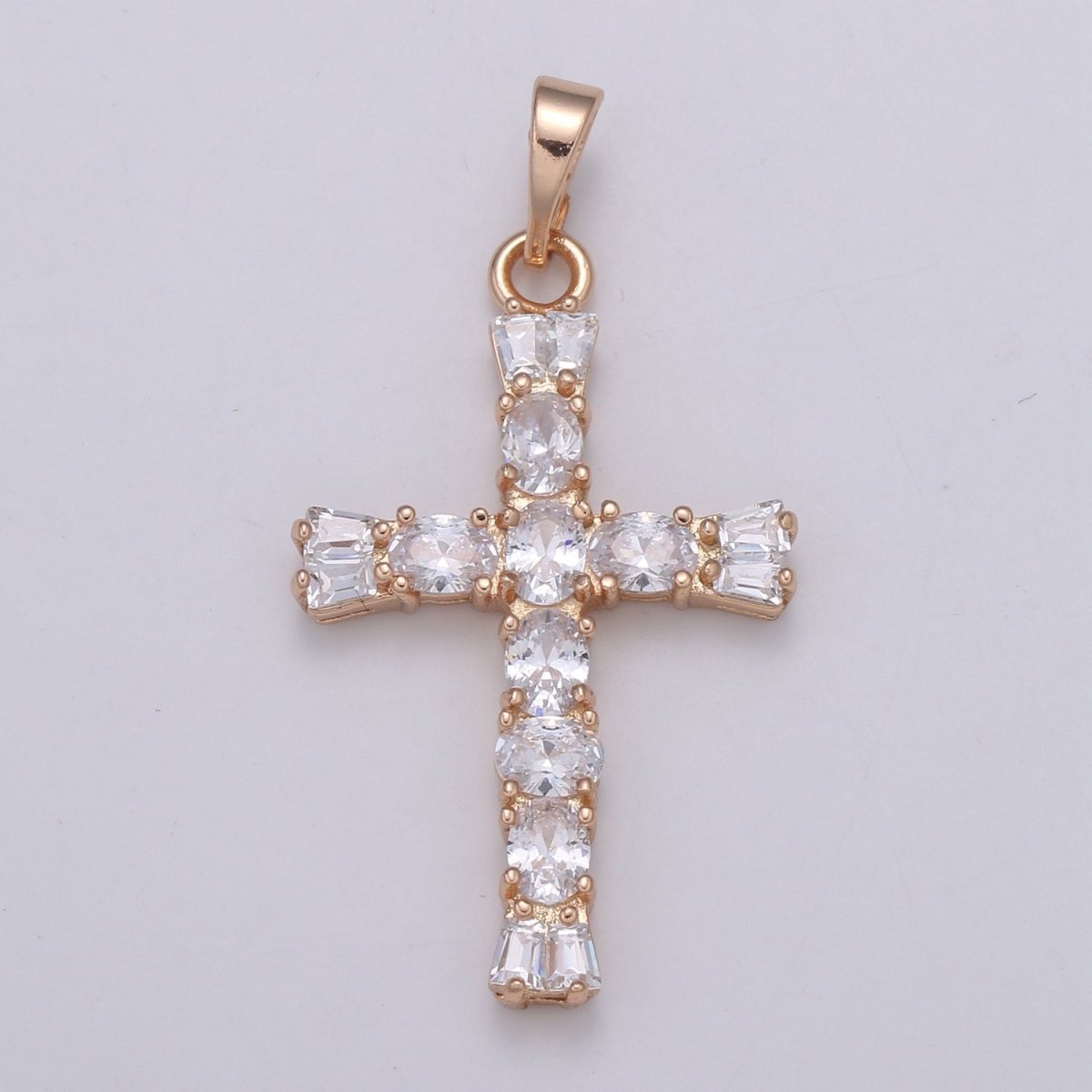 Clear Crystal Cross Gold Filled Pendants J-273