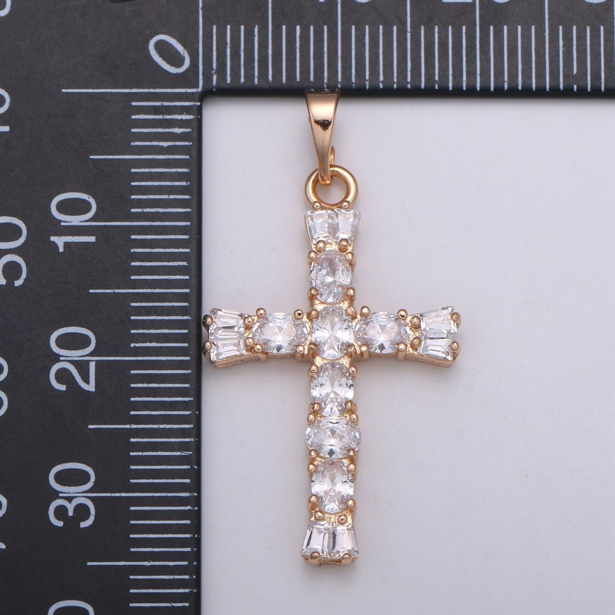 Clear Crystal Cross Gold Filled Pendants J-273