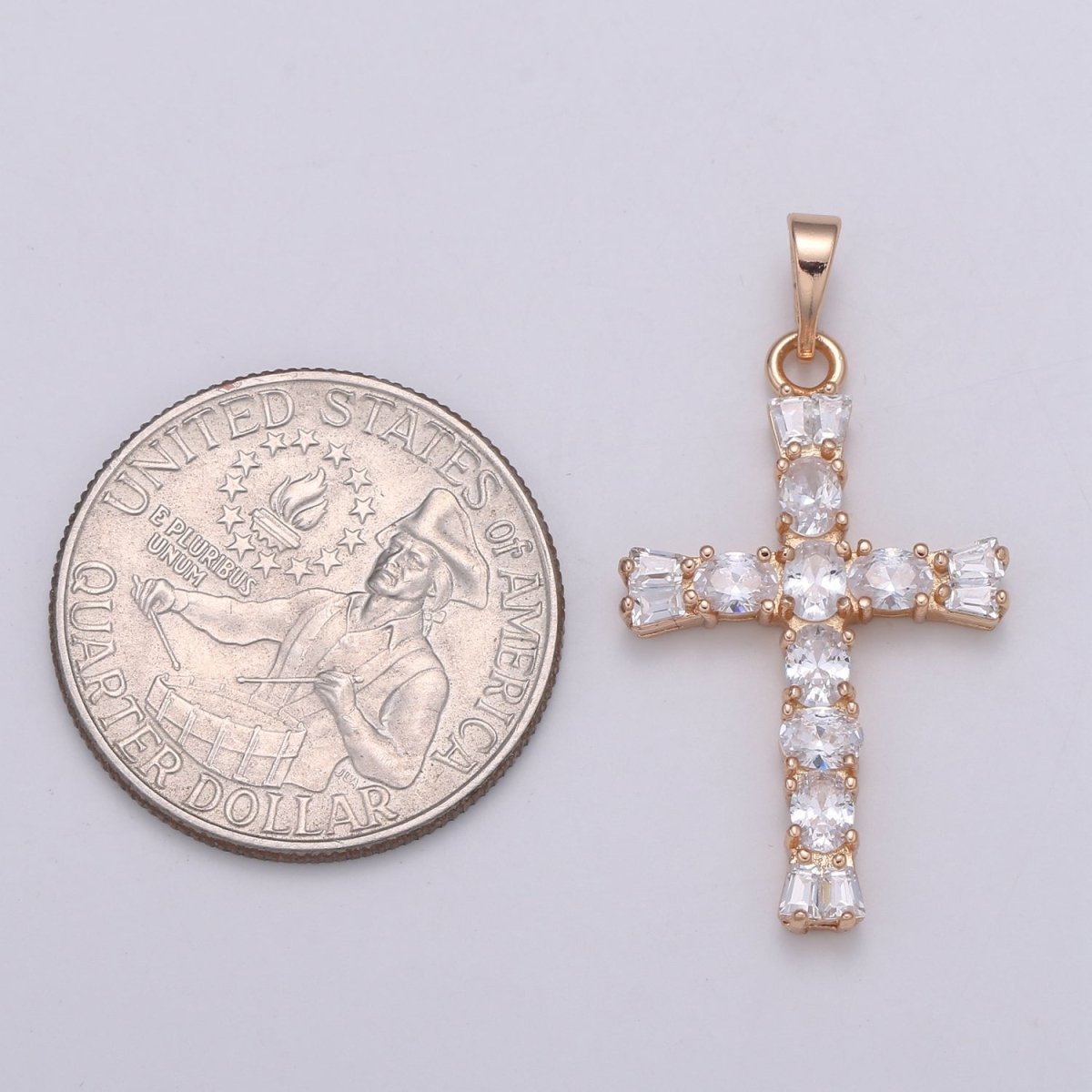 Clear Crystal Cross Gold Filled Pendants J-273