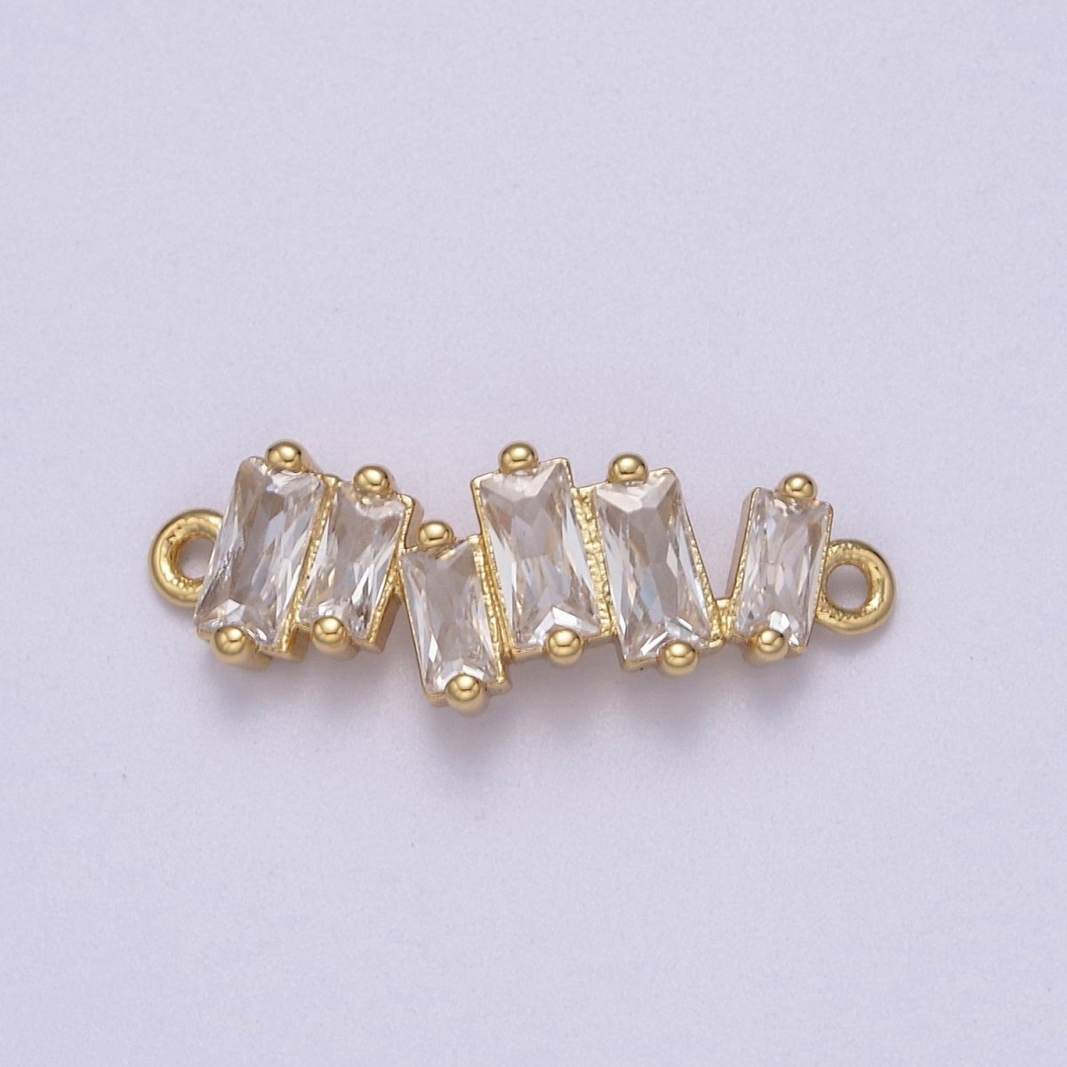 Clear CZ Micro Pave Charm Connector Wavy Line Connector Baguette Cluster Link Connector F-054