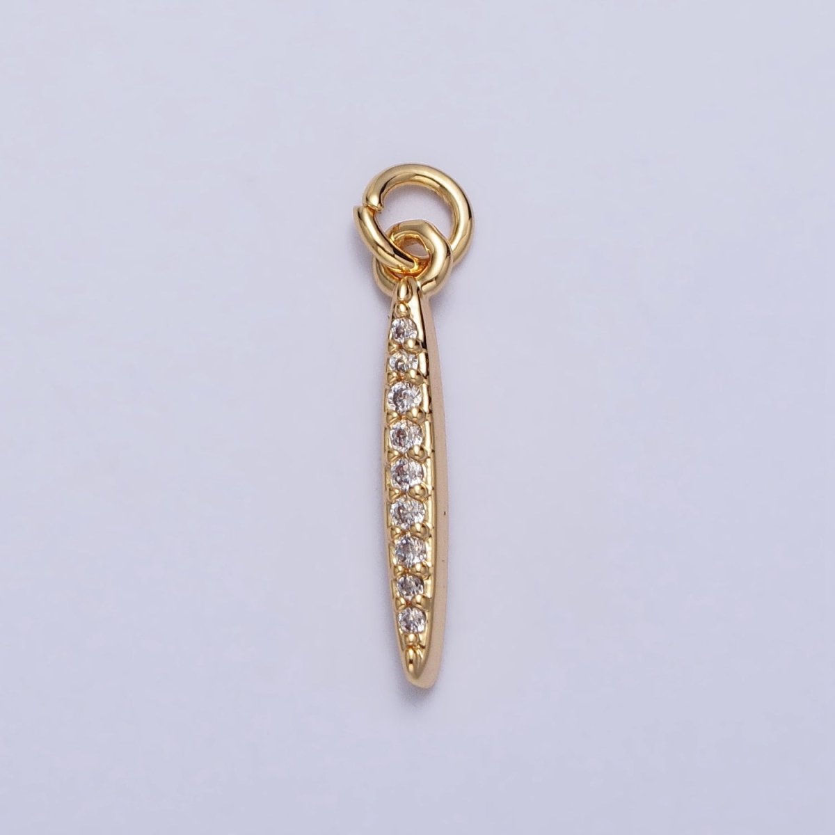 Clear Micro Paved CZ Initial Alphabet Letter Gold Personalized Charm | A-520-A-532