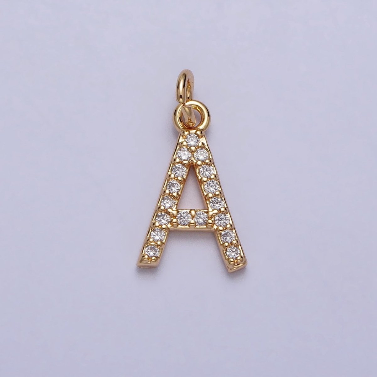 Clear Micro Paved CZ Initial Alphabet Letter Gold Personalized Charm | A-520-A-532