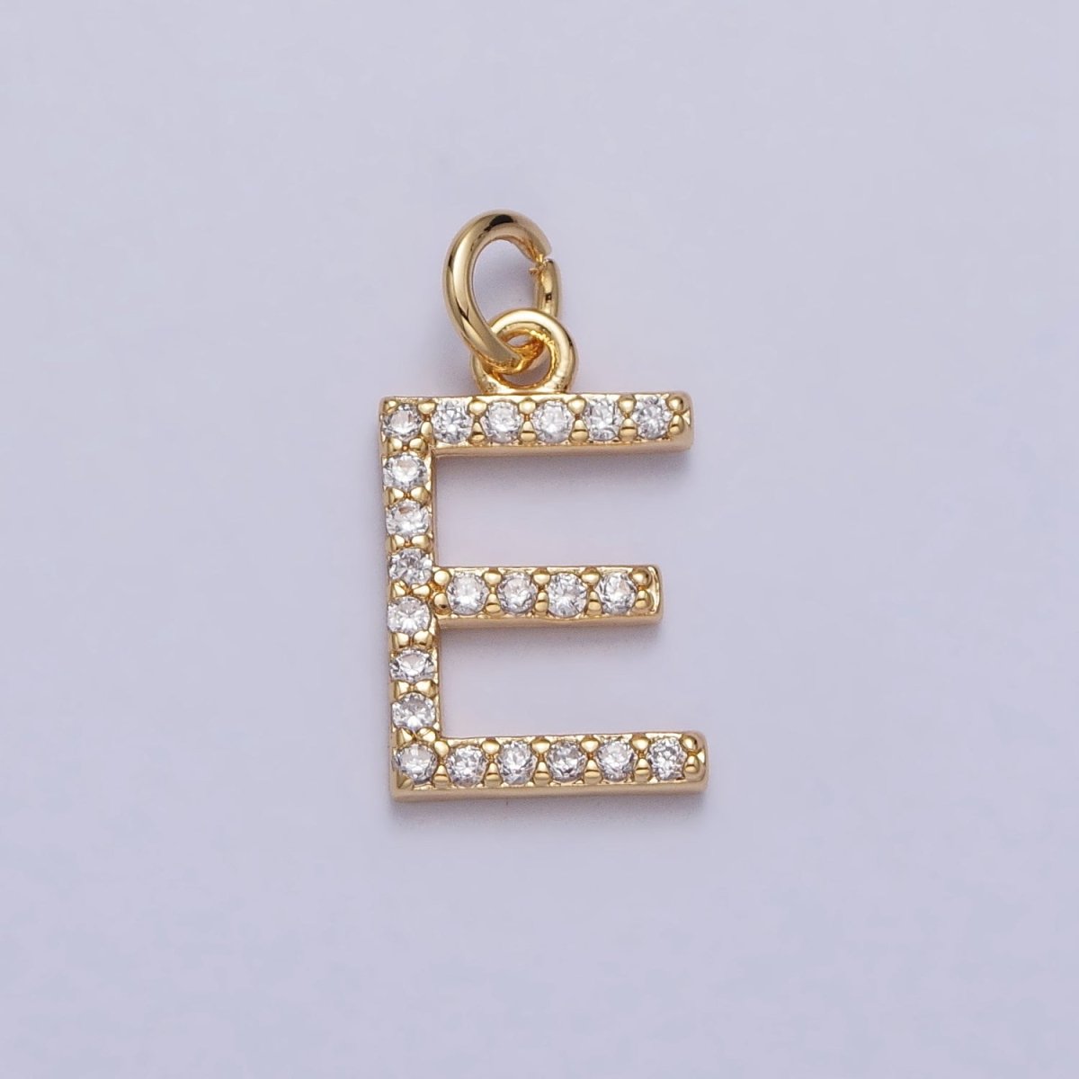 Clear Micro Paved CZ Initial Alphabet Letter Gold Personalized Charm | A-520-A-532