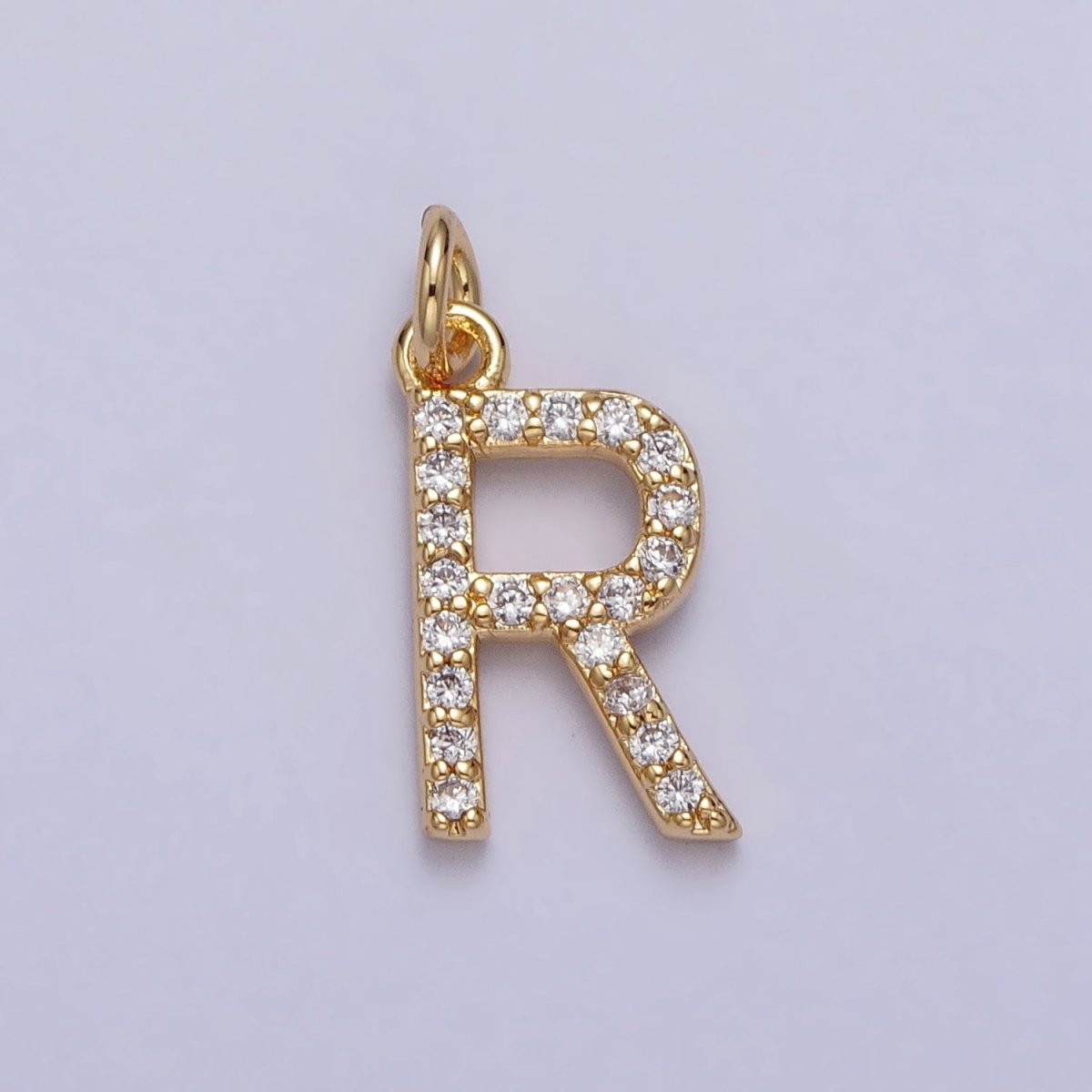 Clear Micro Paved CZ Initial Alphabet Letter Gold Personalized Charm | A-520-A-532