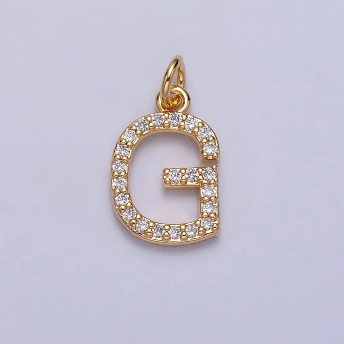 Clear Micro Paved CZ Initial Alphabet Letter Gold Personalized Charm | A-520-A-532
