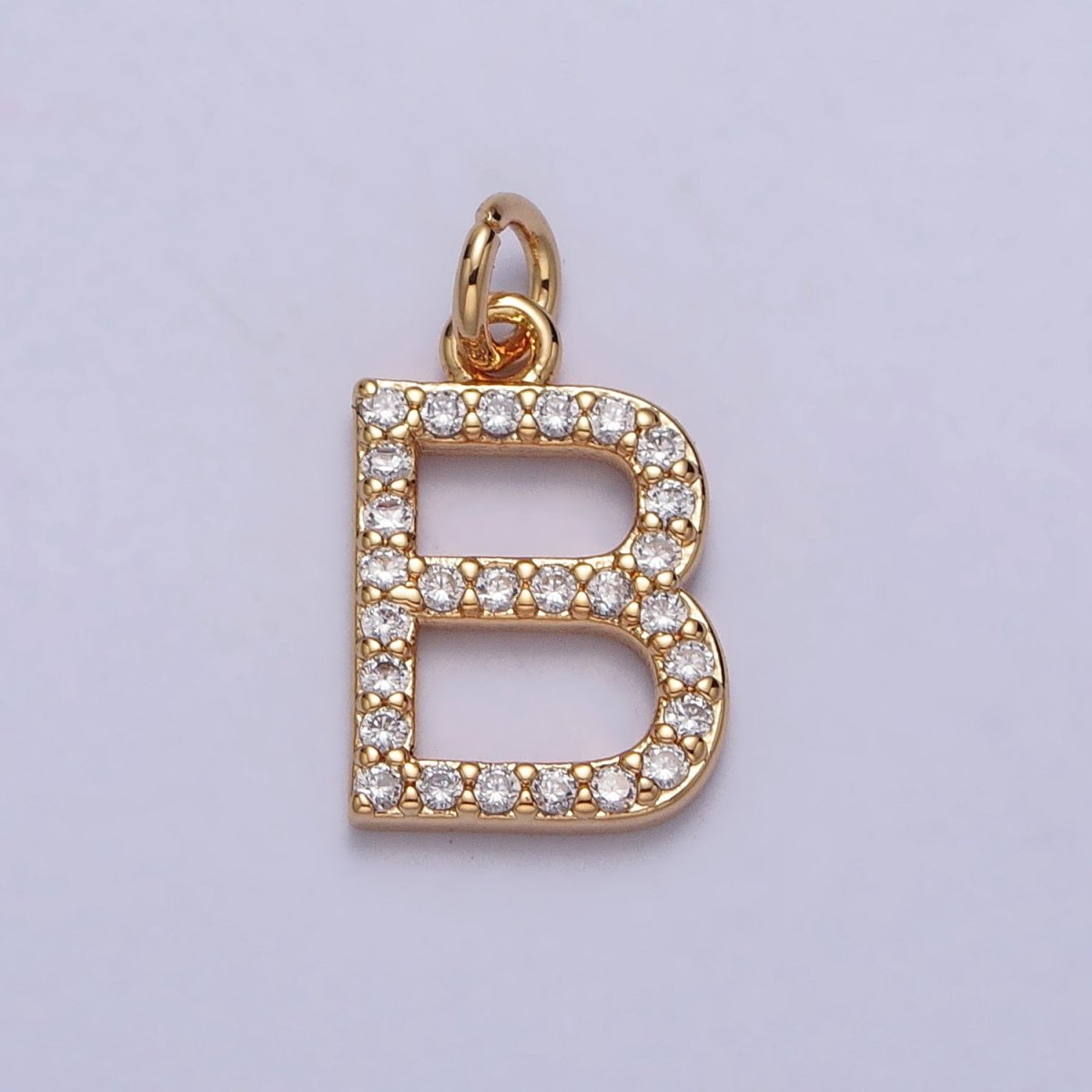 Clear Micro Paved CZ Initial Alphabet Letter Gold Personalized Charm | A-520-A-532