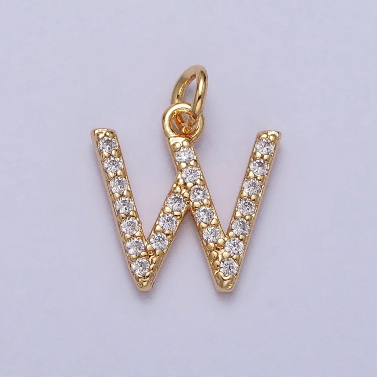 Clear Micro Paved CZ Initial Alphabet Letter Gold Personalized Charm | A-520-A-532