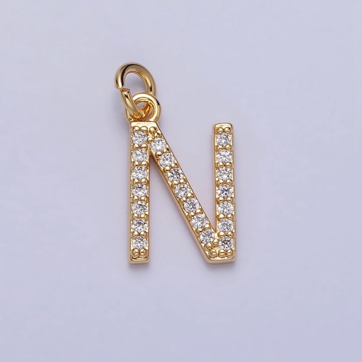 Clear Micro Paved CZ Initial Alphabet Letter Gold Personalized Charm | A-520-A-532