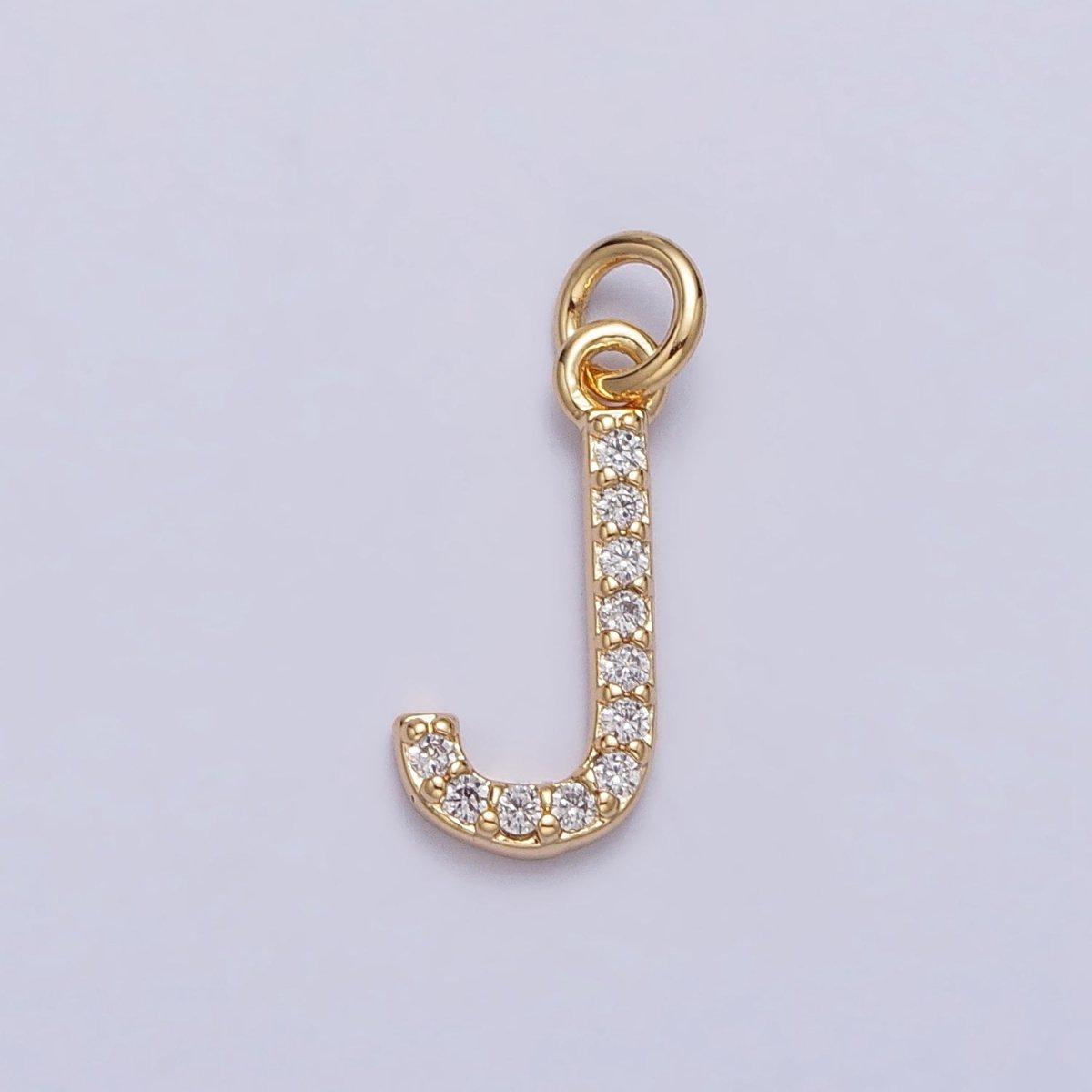Clear Micro Paved CZ Initial Alphabet Letter Gold Personalized Charm | A-520-A-532