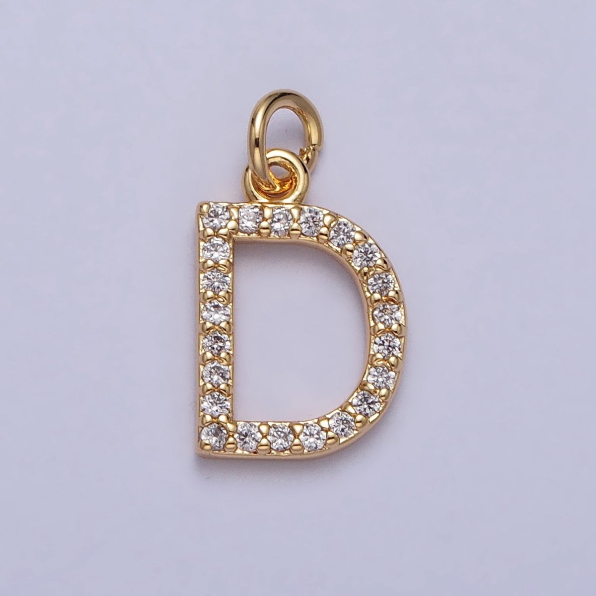Clear Micro Paved CZ Initial Alphabet Letter Gold Personalized Charm | A-520-A-532