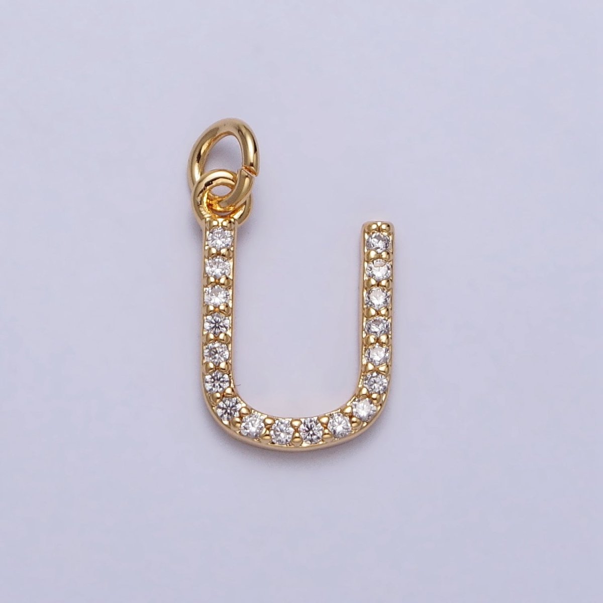 Clear Micro Paved CZ Initial Alphabet Letter Gold Personalized Charm | A-520-A-532