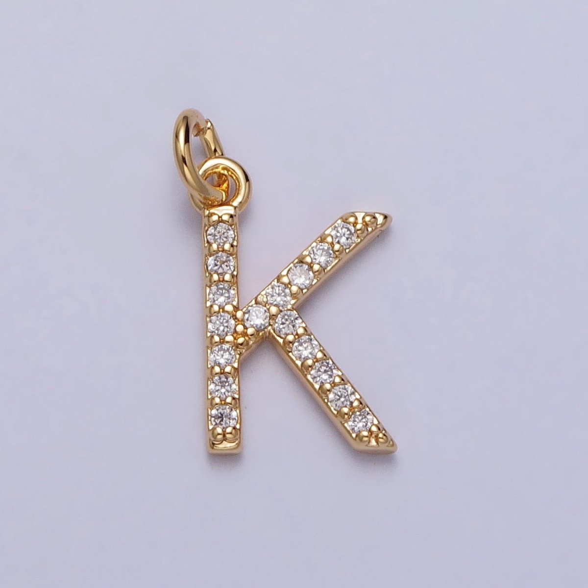 Clear Micro Paved CZ Initial Alphabet Letter Gold Personalized Charm | A-520-A-532