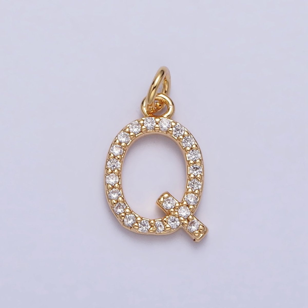 Clear Micro Paved CZ Initial Alphabet Letter Gold Personalized Charm | A-520-A-532
