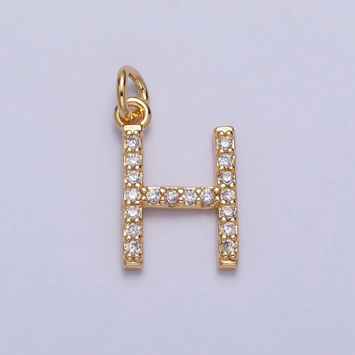 Clear Micro Paved CZ Initial Alphabet Letter Gold Personalized Charm | A-520-A-532