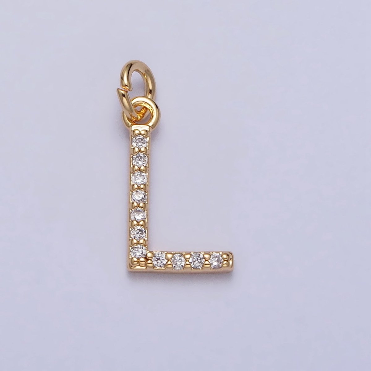 Clear Micro Paved CZ Initial Alphabet Letter Gold Personalized Charm | A-520-A-532