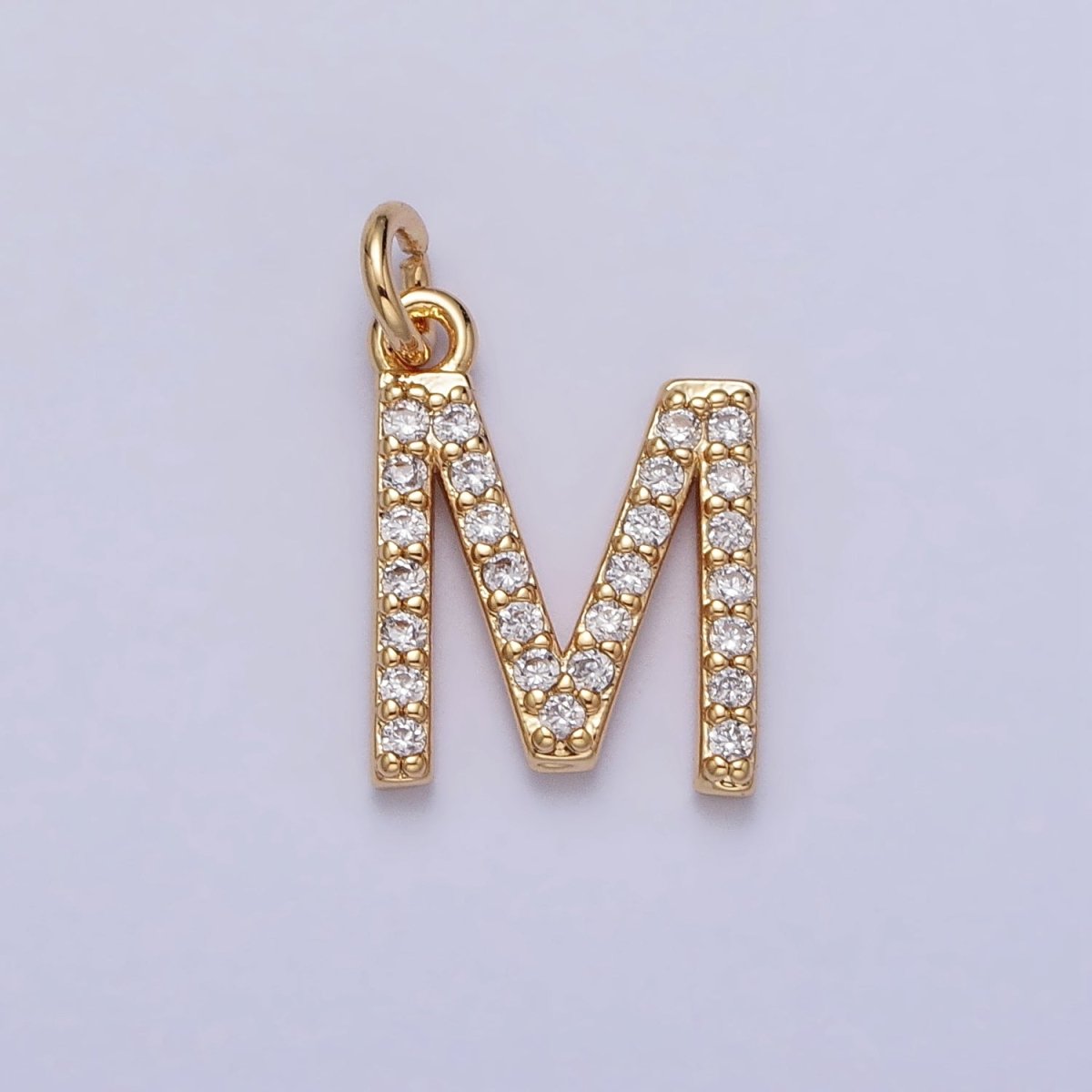 Clear Micro Paved CZ Initial Alphabet Letter Gold Personalized Charm | A-520-A-532