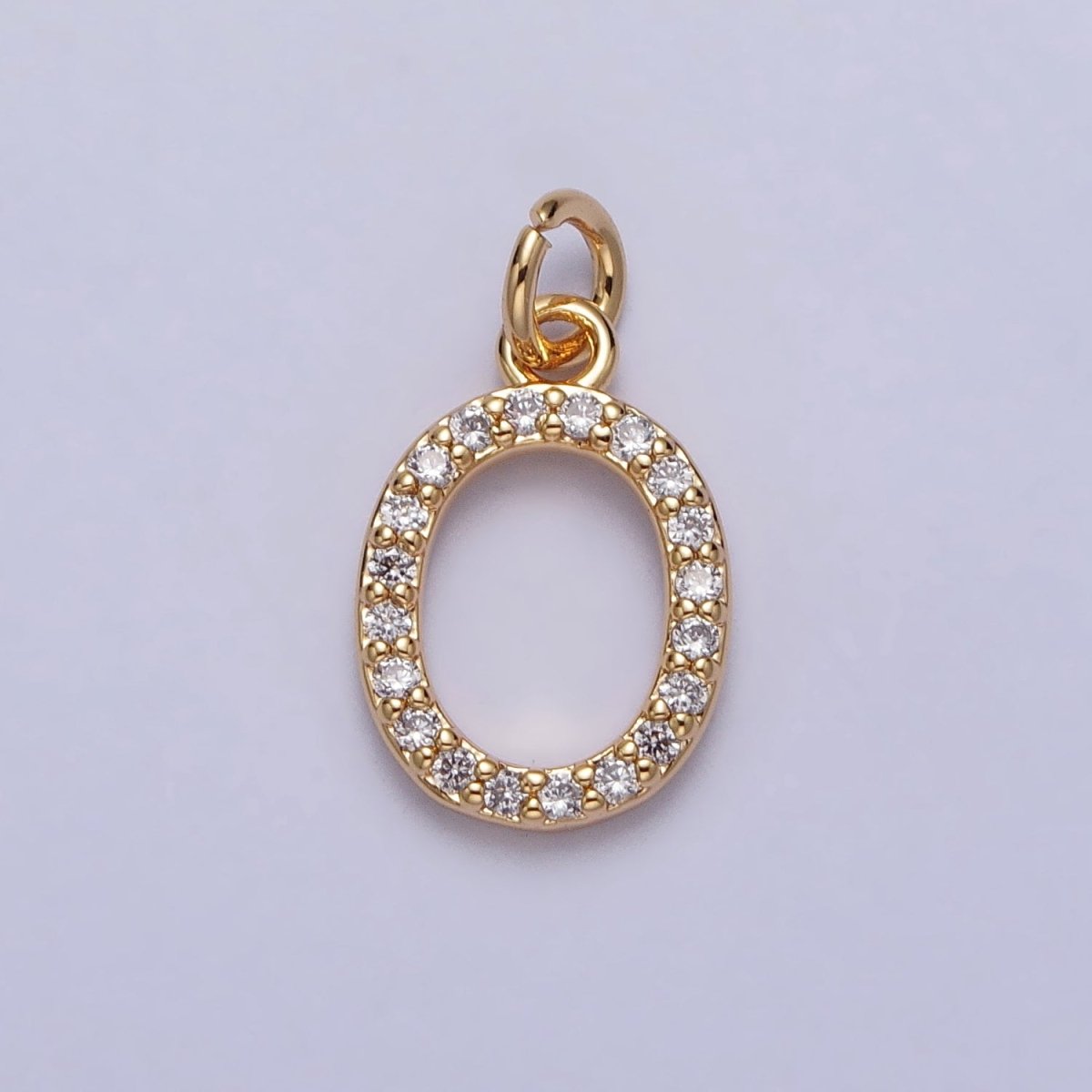 Clear Micro Paved CZ Initial Alphabet Letter Gold Personalized Charm | A-520-A-532