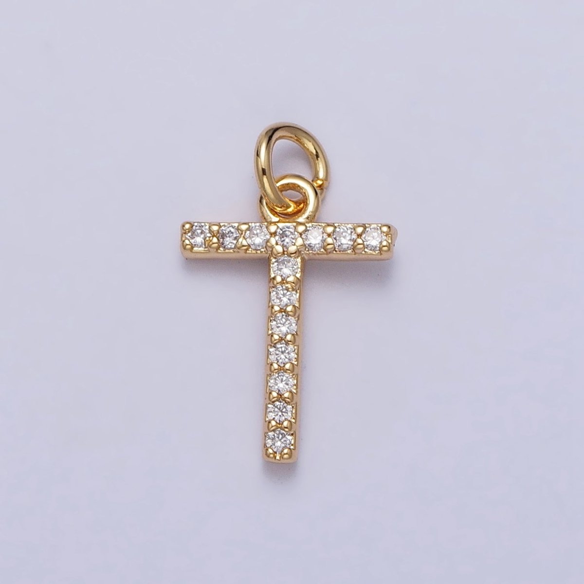 Clear Micro Paved CZ Initial Alphabet Letter Gold Personalized Charm | A-520-A-532