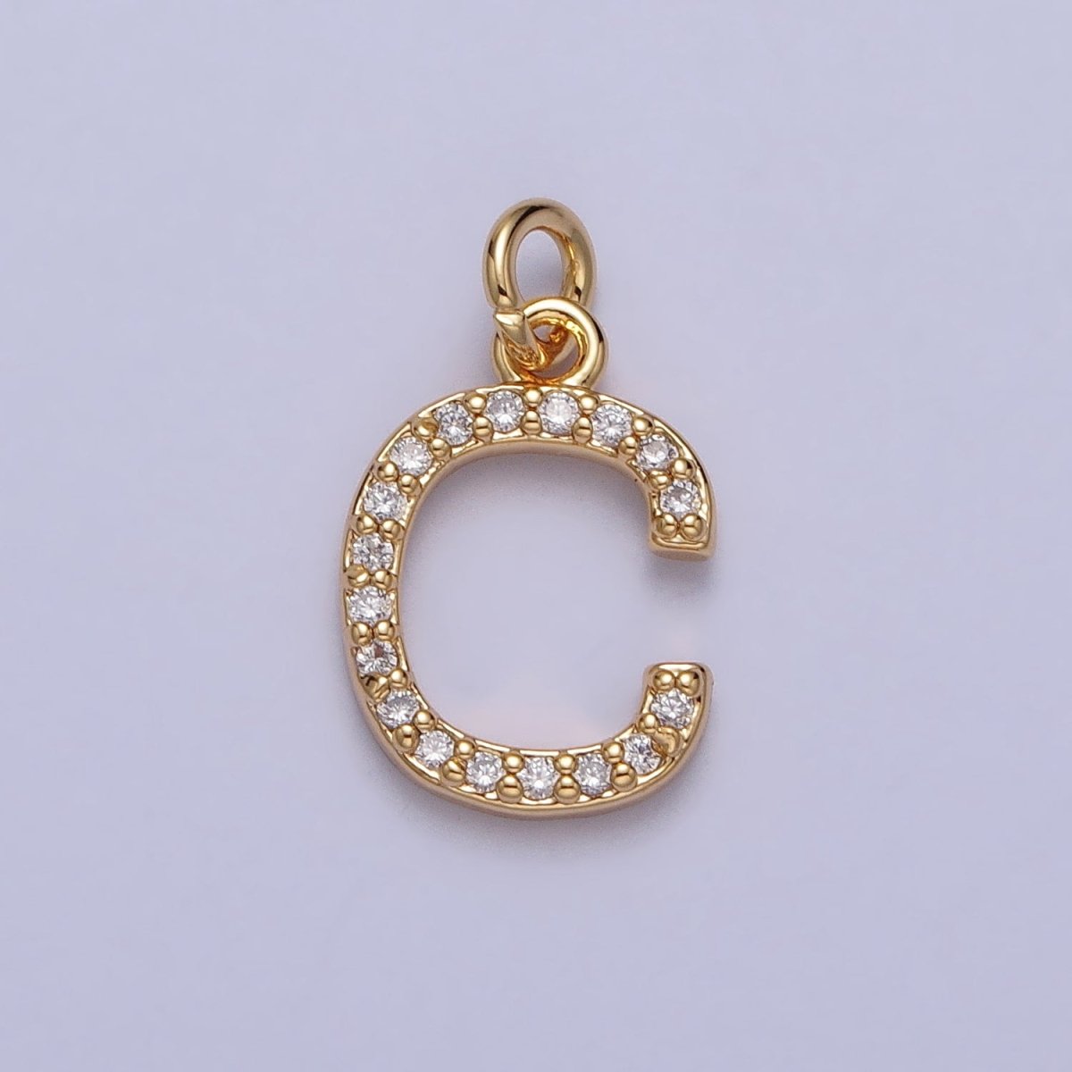 Clear Micro Paved CZ Initial Alphabet Letter Gold Personalized Charm | A-520-A-532