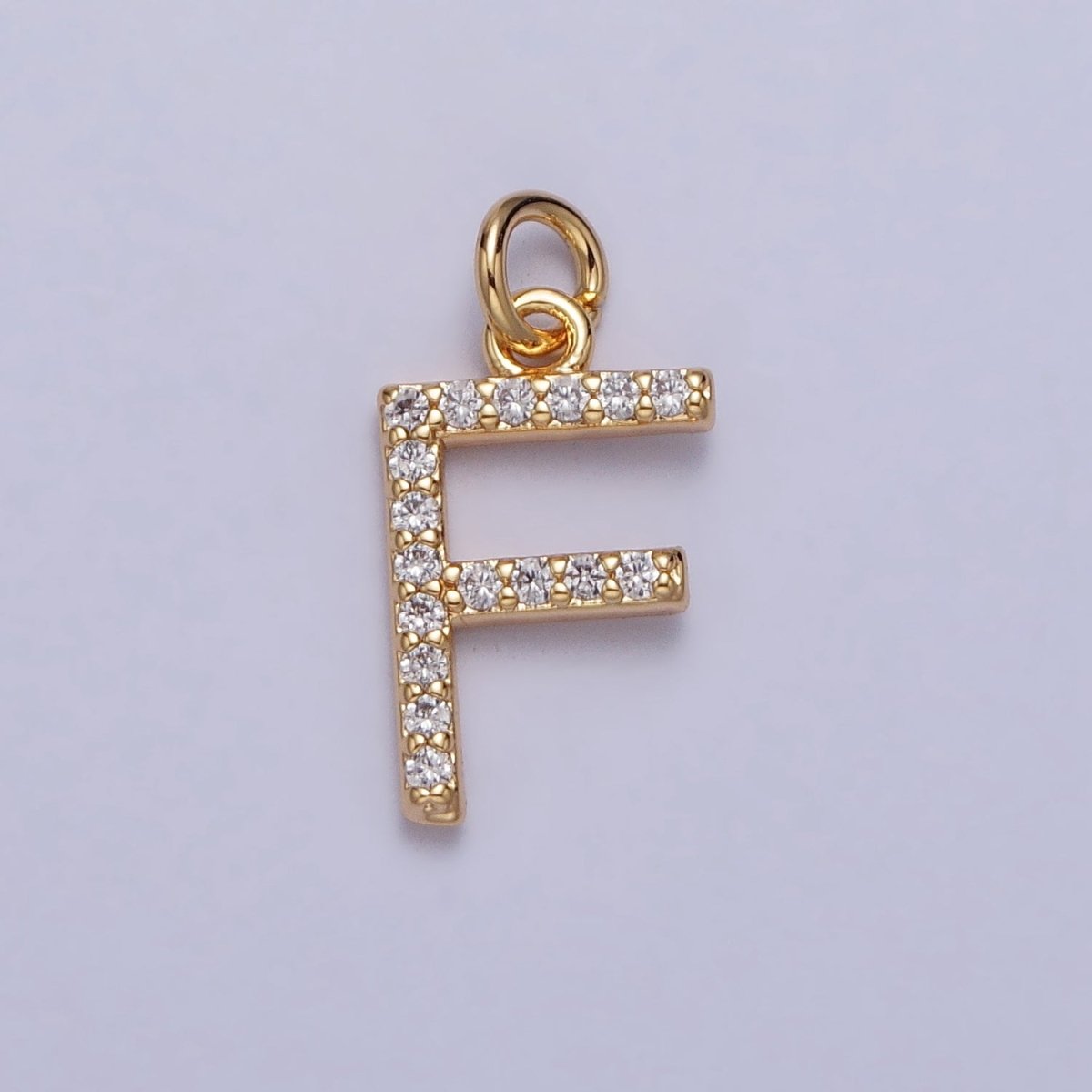 Clear Micro Paved CZ Initial Alphabet Letter Gold Personalized Charm | A-520-A-532